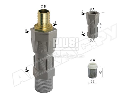 Донный фильтр Piusi Foot valve Ø20 мм, арт: F00612000.