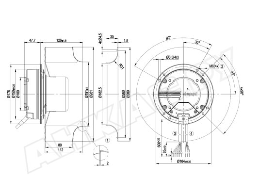 Центробежный вентилятор Ebmpapst, арт: R3G280AF3571.