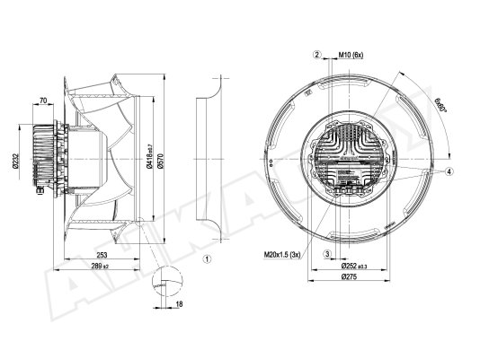Центробежный вентилятор Ebmpapst, арт: R3G560RB3171.