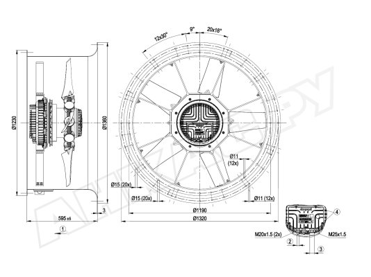 Вентилятор осевой промышленный Ebmpapst, арт: W3GB20IQ0701.