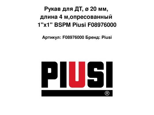 Рукав для ДТ, ø 20 мм, длина 4 м,опресованный 1"x1" BSPM Piusi F08976000