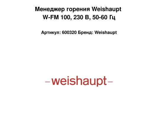 Менеджер горения Weishaupt W-FM 100, 230 В, 50-60 Гц