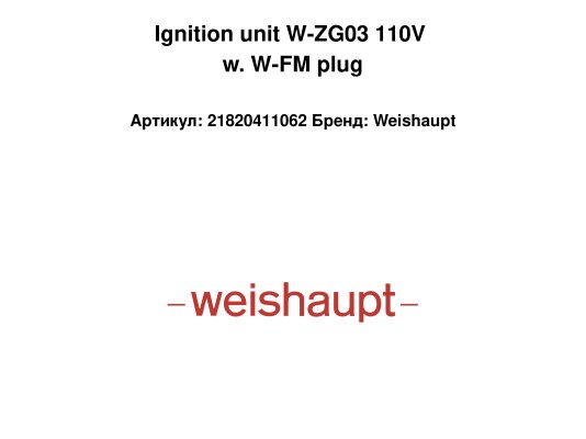 Ignition unit W-ZG03 110V w. W-FM plug