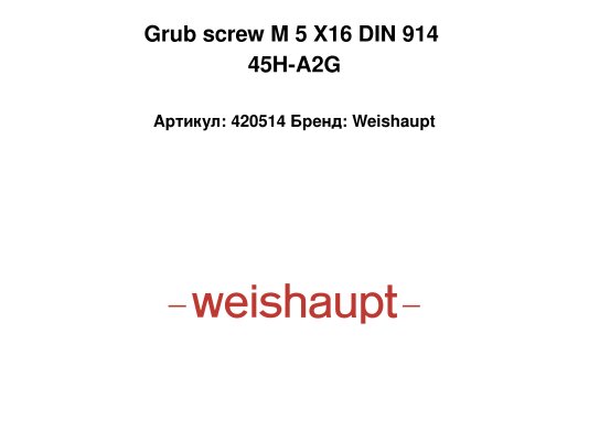 Grub screw M 5 X16 DIN 914 45H-A2G